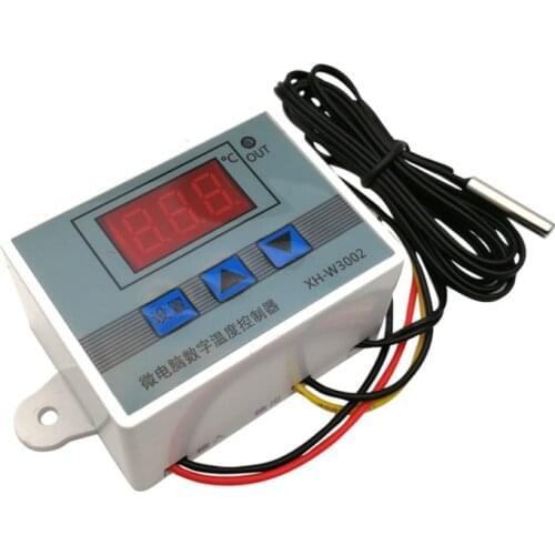 XH-W3002 DC12V 24V AC110V-220V LED Digital Thermostat Temperature Controller NTC Sensor Therm Control Switch Relay Out