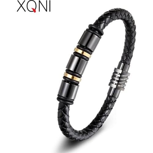 XQNI Vintage Wild Magnet Clasp Geometric Design Combination Bracelet & Bangle For Men Fashion JEWELRY Hand Accessories