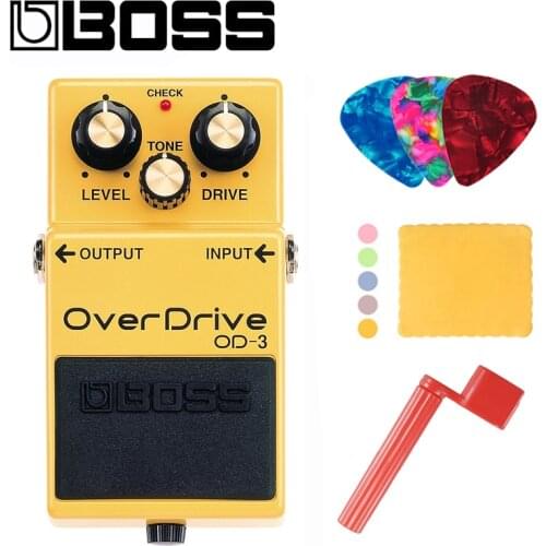 BOSS OD-3 Audio Overdrive Pedal for Guitar / Bass Natural OverDrive Endless Sustain Pedal With Picks, Polishing Cloth and Winder