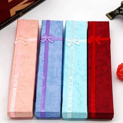 1 Pc Elegant Bowknot Long Necklace Bracelet Display Storage Case Jewelry Gift Box