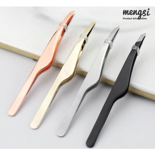 1pc Eyelash Tweezers Single Eyebrow Curlers Double Eyelid Stickers Makeup Tools Eyebrows Oblique Mouth Tweezers Eyebrow Pliers