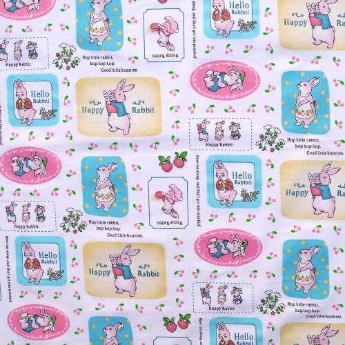 1 yard Cotton Twill Fabric for sewing pathwork, cloth, bedding - patch, rabit, flower, fruit (B) (width=160cm)