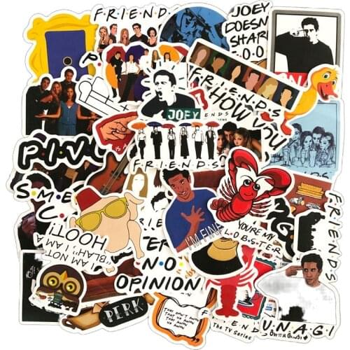 10/50PCS New Friends Tv Show Cute Cartoon Funny Toy Sticker Adult Children Bicycle Car Luggage Laptop Water Cup Guitar Graffiti