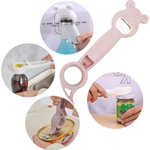 4 In 1 Multifunctional Bottle Opener Beer Corkscrew Can Opener Jars Opener Portable Manual Lid Remover Kitchen Accessories