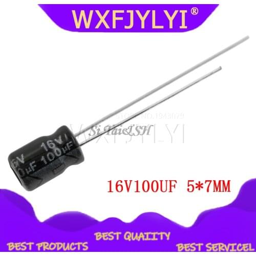 50PCS Higt quality 16V100UF 5*7mm 100UF 16V 5*7 Electrolytic capacitor