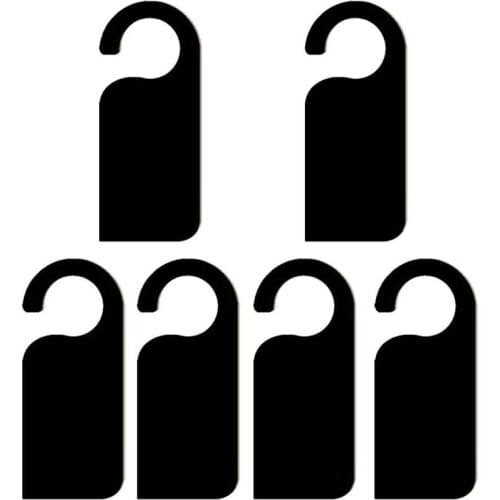 6 Pcs Wooden Door Sign Hanger Mini Double-Sided Wood Blackboard Chalkboard Message Notes Memo Board Door Knob Hanger Sign, Black