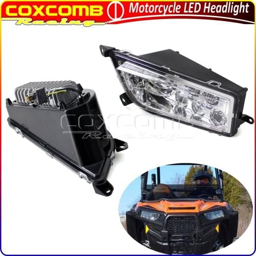 Aluminum LED Hi/Lo Beam Headlight Kit UTV LED Head Light Angel Eye Front Headlamp For Polaris General RZR 1000 XP Turbo RZR 900