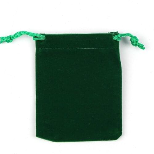 Velvet Cloth Drawstring Bags Rectangle Green Jewelry Gifts Storage 9cm * 7.2cm For Wedding Birthday Party , 2PCs