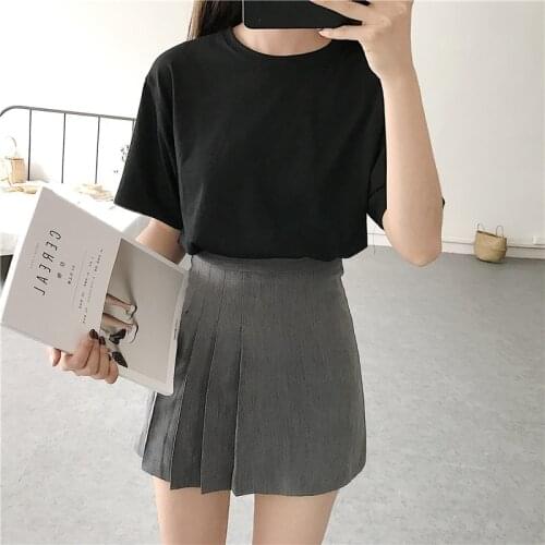 Basic O Neck T Shirt Women Summer New Oversized Solid Tees Casual Loose Tshirt Korean Female Tops