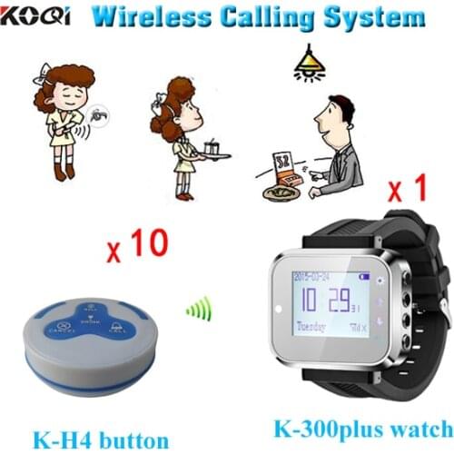 Wireless Calling System 1pc K-300plus + 10pcs K-H4-W