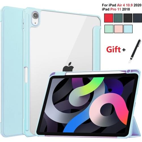 3-folding case for Air 4 Pro 11 2020 with Pencil Holder Magnetic Smart Stand Cover for iPad Air 4 10.9'' iPad Pro 11 2021 2020