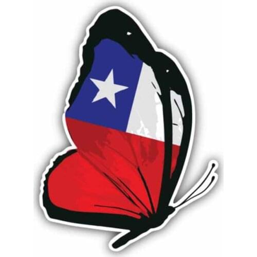 DasDecal Chile Flag Butterfly Car Sticker Decoration Personalized Decal Laptop Truck Motorcycle Auto Accessories PVC,11cm*8cm