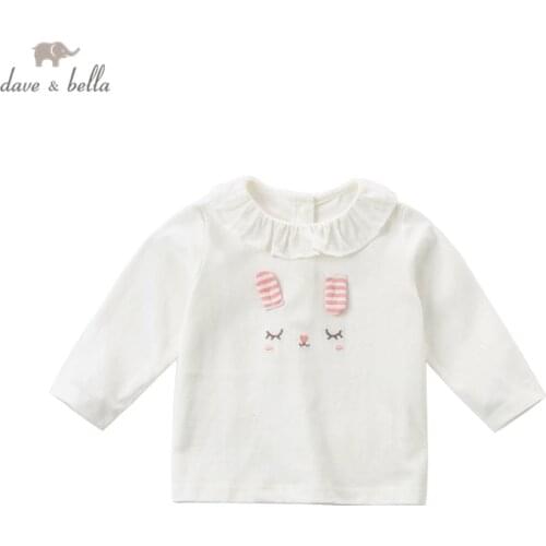 DBJ16828 dave bella spring baby girls cute cartoon T-shirt children tops girl kids fashion tees