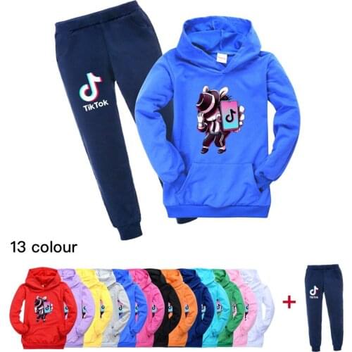 TIK TOK Spring New Suit Cotton Kids Hoodie And Pant Two-piece 4-14 Years Girl Boys Clothes Children Clothing Set