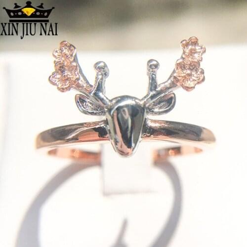 Creative Personality Elk Ring Rose Gold Color Women Ring Fashion Unique Deer Jewelry Gifts for Girlfriend plata de ley 925 Rings