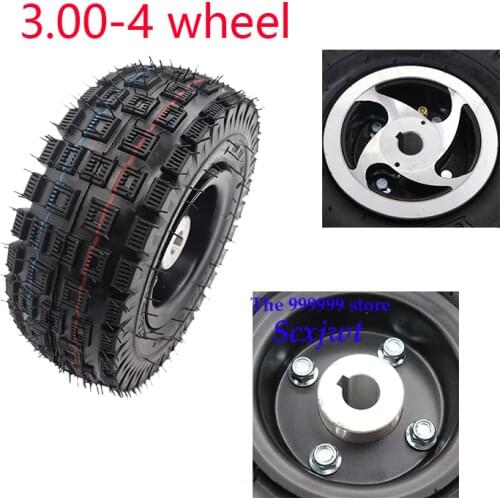 Scooter 3.00-4 wheels Mini ATV Keyway wheel With Alloy Rim hub and wheel tire inner tire Off Road pattern tyre kit Accessories