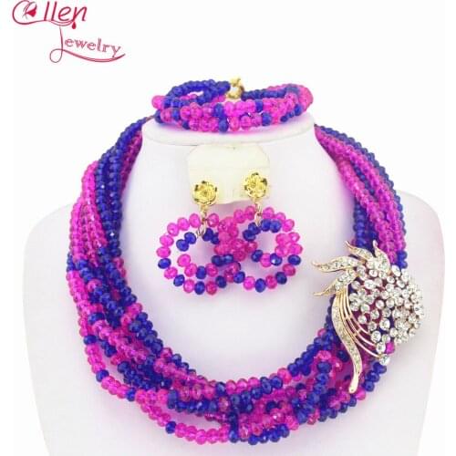 Twisted African Beads Jewelry Set nigerian wedding bridal Crystal Beads Necklace Set African style necklace jewelry set W7604