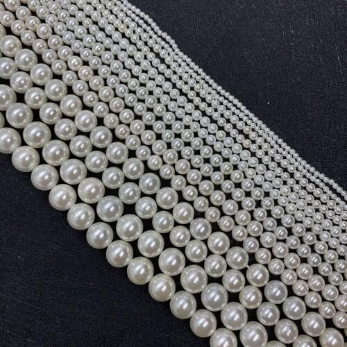 2-20mm Natural Shell Pearl Round Beads White Shell Beads Womens Jewelry Necklaces Bracelets DIY Jewelry Making 15.5 Inches