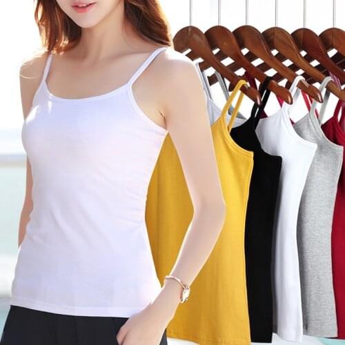 Fashion Tank Women Summer Casual Camisoles Womens T-shirt Spaghetti Strap Cropped Vest Female Camis Synthetic Cotton