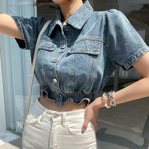 MingJieBiHuo Womens Denim Shirts