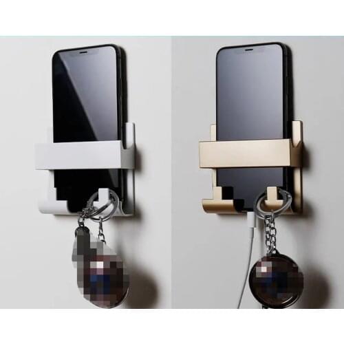 Paste Style Mobile Phone Charging Holder Bracket Rack For IPhone Keyring Wall Mount Stand Practical Wall Shelf Hotel Universal