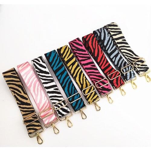 Crossbody Nylon Bag Strap Adjustable DIY Handbags Strap Women Nylon Zebra-Stripe Shoulder Luggage Bag Handles Accessories