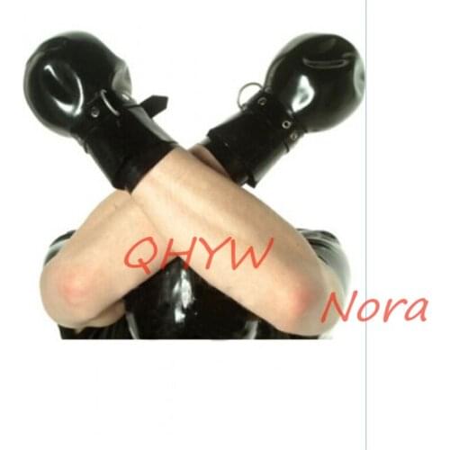 New design sexy lingerie unisex women men handmade latex round ball gloves with wrist buckles cekc club outdoor wear costumes