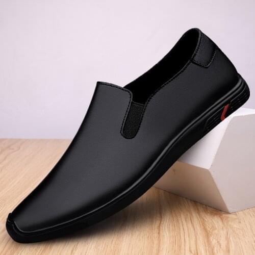 Genuine Leather Shoes Mens Loafers Luxury Business Formal Wear All-Match Casual Black Brown Wedding Shoes Slip on Moccasins Man