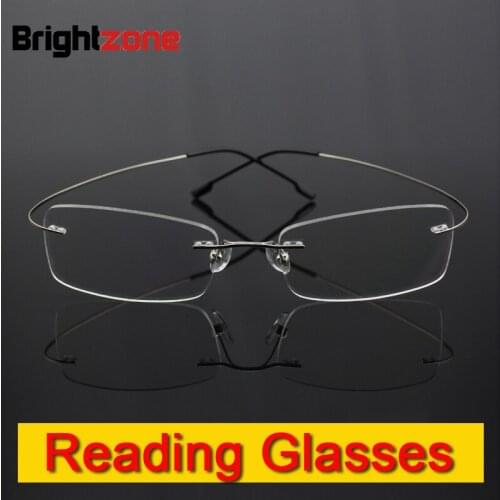 Rimless memory titanium flexible eyeglasses Reading Presbyopic glasses magnifying glasses +1.0 +1.5 +2.0 +2.5 +3.0 +3.5 +4.0