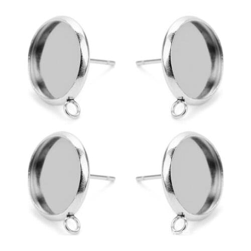 20pcs/lot Stainless Steel Blank Post Earring Studs Base Pins With Earring Plug Findings Ear Back For DIY Jewelry Making tfg4dg