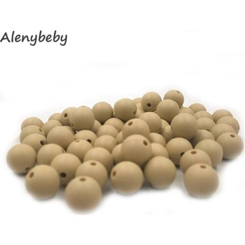 Oatmeal Color Food Grade Silicone Round Beads 12/15mm Baby Teether Necklace Toy DIY Pacifier Chain Care Baby Teether Product