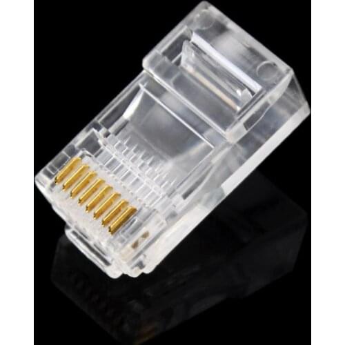 10/50/100pcs Gold Plated RJ45 Net Network Cables Modular Plug 8P8C Plug Unshielded for Network CAT5 LAN of High Quality