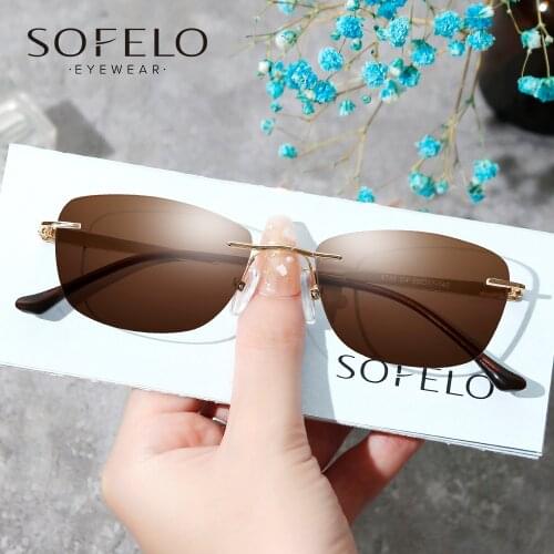 Fashion Rimless Polarized Prescription Sunglasses Women Oval Optical Myopia Sun Glasses Female Progressive Multifocal Eyewear