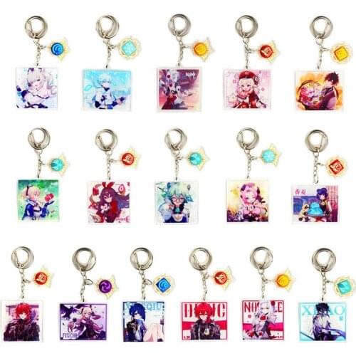 Genshin Impact Keychain Man Game Acrylic Key Chain Women Key Holder Couples Keyring Cartoon Key Ring Pendant Porte Clef Project