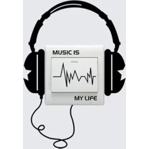 Character Funny DIY Headset Switch Sticker Decal Music Is My Life Wall Stickers 3WS0023