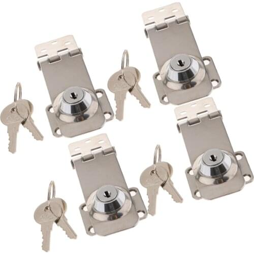 4pcs Stainless Steel Keyed Hasp Latch Lock Safety Gate Latches, 3.1 x 1.2 inch / 80 x 30mm