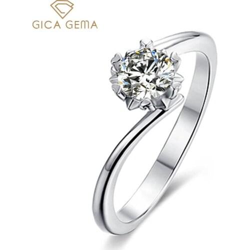 GICA GEMA Twisted Snowflake Rings For Women 925 Sterling Silver Fine Jewelry Fashion 0.5Ct Moissanite Diamond Engagement Gifts