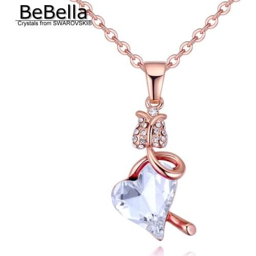 BeBella heart shape crystal drop pendant necklace with Crystals from Swarovski trendy fashion for women girl Wedding gift