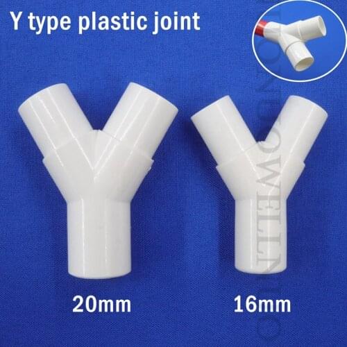 1~10pcs 16mm 20mm PVC plastic Y type tee Y tee fork water pipe tee drip box tee joint PVC 3 Way Joint pvc pipe fittings