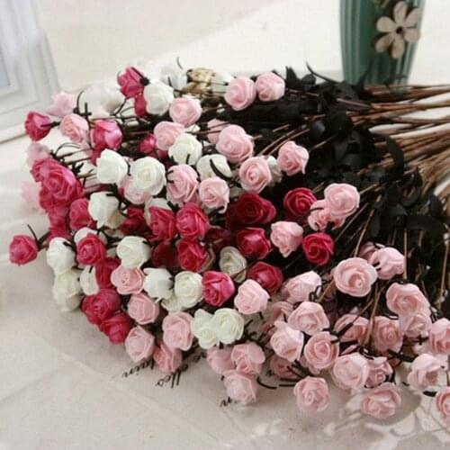 1 bouquet 15 piece Plastic Rose Simulation Flower Bouquet Wedding Home Party Decor Decorative Fake Flowers For Decoration