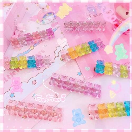 1Pc Cartoon Crystal Bears Hairclips Barrettes Headwear Bobby Hair Pins for Girls Jewelry Hair Accessories