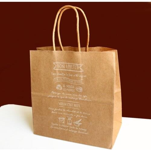 10pcs Kraft Paper Gift Bag Brown Paper Bag with Handles Party Wedding Gift Candy Favor Bags Cake Baking Bag