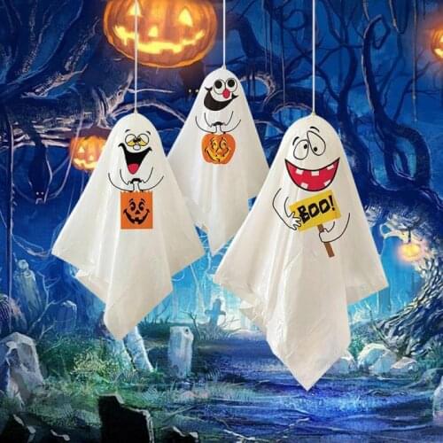 3Pcs Halloween Hanging Ghost Fabric Mini Decoration Spooks Party Props Garden Outdoor Hanging Ornament Festival Home Decor