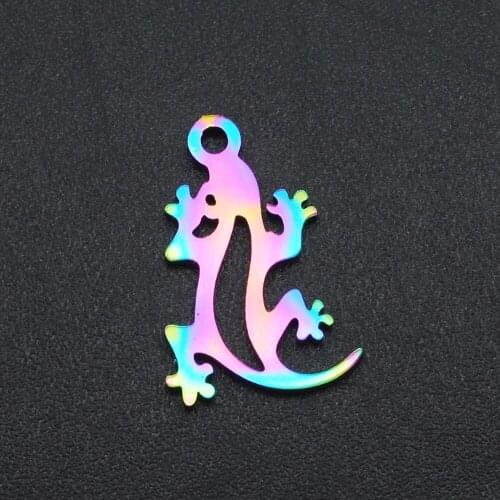 5pcs/lot 100% Stainless Steel Rainbow Lizard DIY Charm Pendant Wholesale OEM Order Top Quality Custom Service Factory Prices