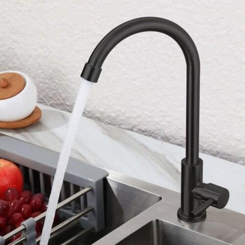 BLack Kitchen Faucet Single Cold Kitchen Tap For Kitchen Sink And Bathroom Basin Single Hole Tap 304 Stainless Steel