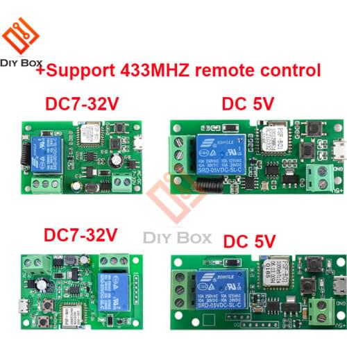 DC 5V 7V-32V 1 Channel WiFi Remote Control Relay Switch Module Supports 433MHZ Remote Control For EWelink APP System