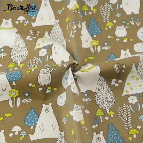 Booksew Brown Textile 100% Cotton Twill Baby Fabric Dye Fat Quarter Cartoon Animal Telas Por Metro DIY Material Patchwork Sewing