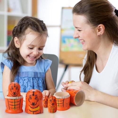 Girls Pattern Nesting Dolls Classic Colourful Flower Pure Handwork Matryoshka Handmade Painted Set Russian Crafts