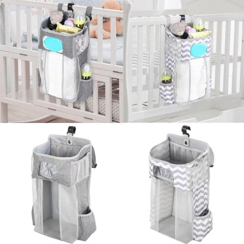 Diaper Stacker Baby crib hanging bag bedside storage bag multifunctional detachable bed diaper toy storage bag
