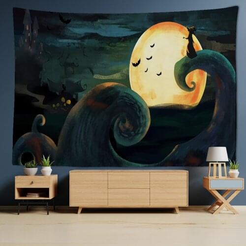 Halloween Tapestry Wall Hanging Witch Scarecrow Skull Pattern Hippie Bohemian Gypsy Psychedelic Tapiz Witchcraft Tapestry